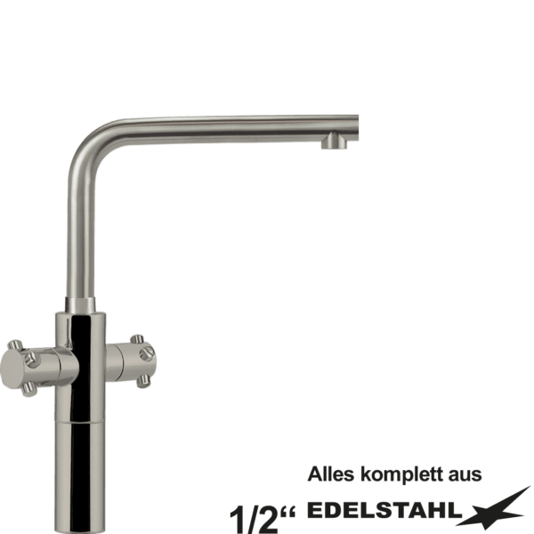 Zweigriffmischer-Säulenbatterie 1/2" im reduzierten Design auf Säule L100 mm