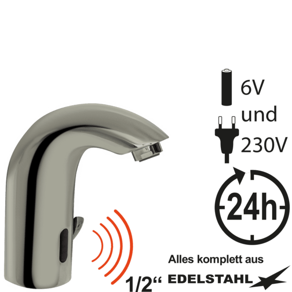 Sensor-Einlochbatterie 1/2" 230V/6V universal mit Batteriefach und Netzstecker
