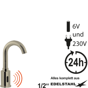 Sensor-Standventil 1/2" Batterie- oder Netzbetrieb mit 24h Zwangsspülung- schwenkbar
