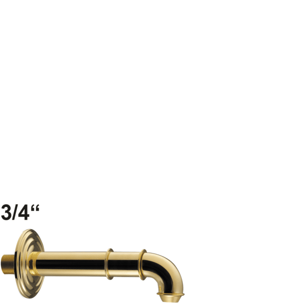 Brunnenröhre GN 3/4" 90¡ gebogen mit Rosette Ø 90 A200mm aus polierten Messing