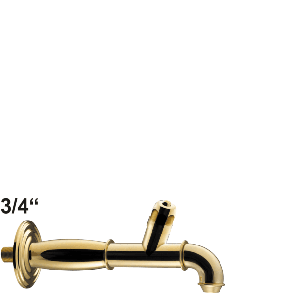 Brunnenröhre GN 3/4" Mit Vollmessing-Steckschlüsseloberteil und Rosette Ø 90 A250mm aus polierten Messing