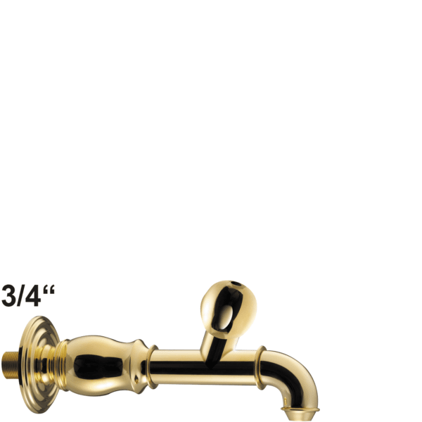 Brunnenröhre GN 3/4" Mit Vollmessing-Griff und Rosette Ø 90 A250mm aus polierten Messing