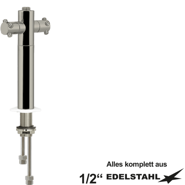 ohne Auslauf m. Säule L200 Stutzen L80 mit keramischen Oberteilen und 4-Flügelgriffen