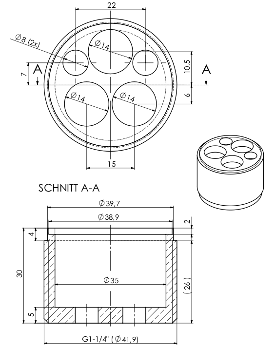 Adapter für Hebel-ELB auf Säule 1 1/4"