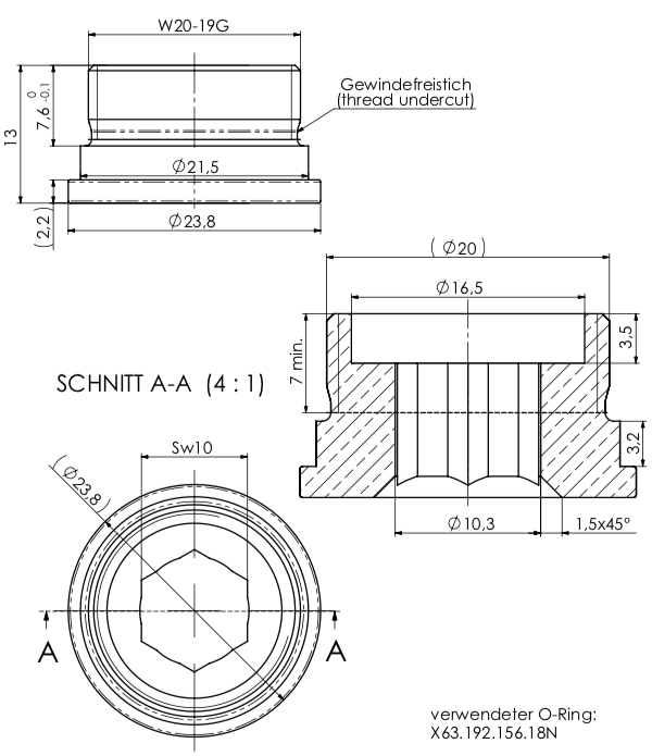 Schraube W20x19G x 10