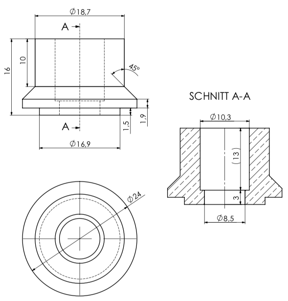 Längenausgleichshülse Messing 10