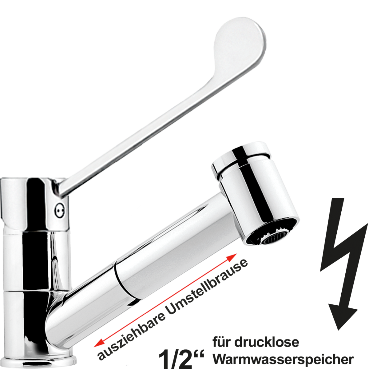 maxi Spültischbatterie 1/2" ND Hebel schwarz