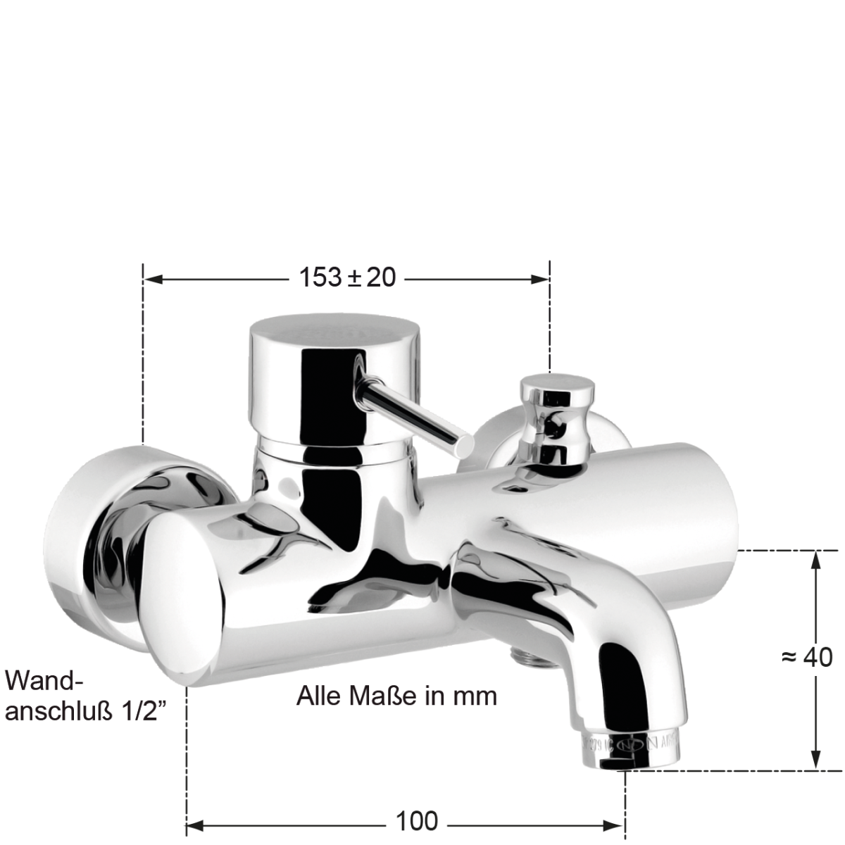 dora Hebelmischer Wannenfüll-/Brausebatterie 1/2" – Bild 2