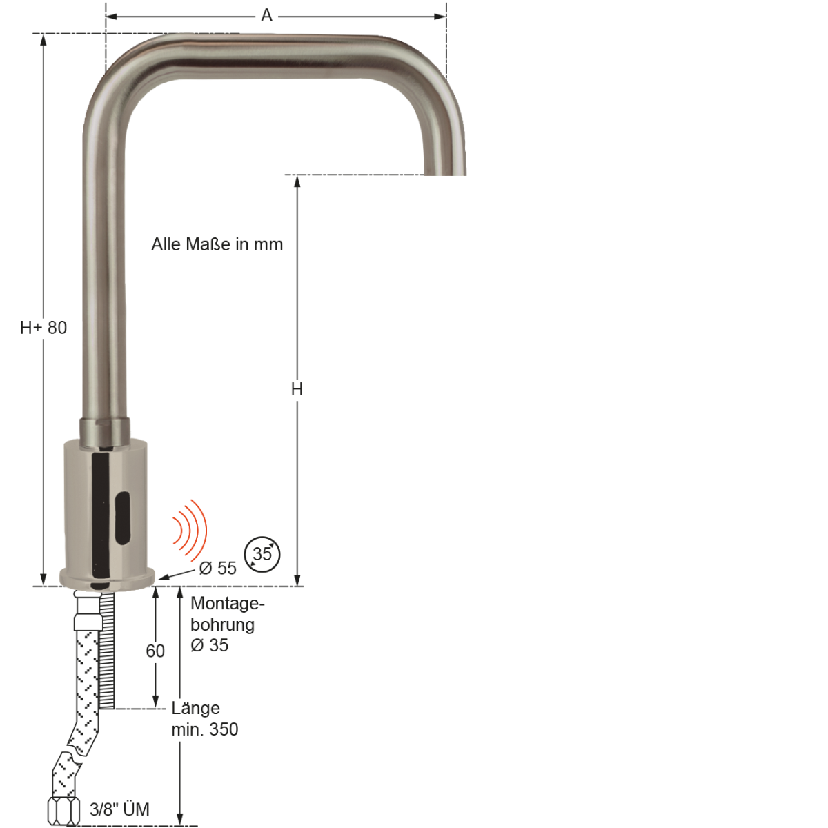 ping Sensor-Ventil schwenkbar ohne Mischer 1/2" – Bild 2