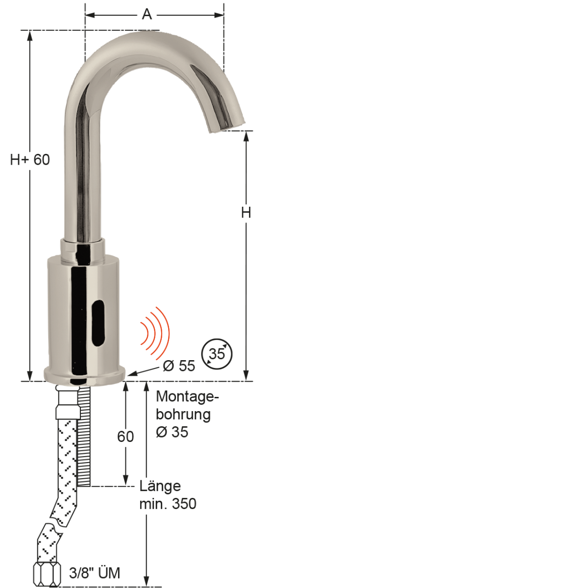 ping Sensor-Ventil schwenkbar ohne Mischer 1/2" – Bild 2