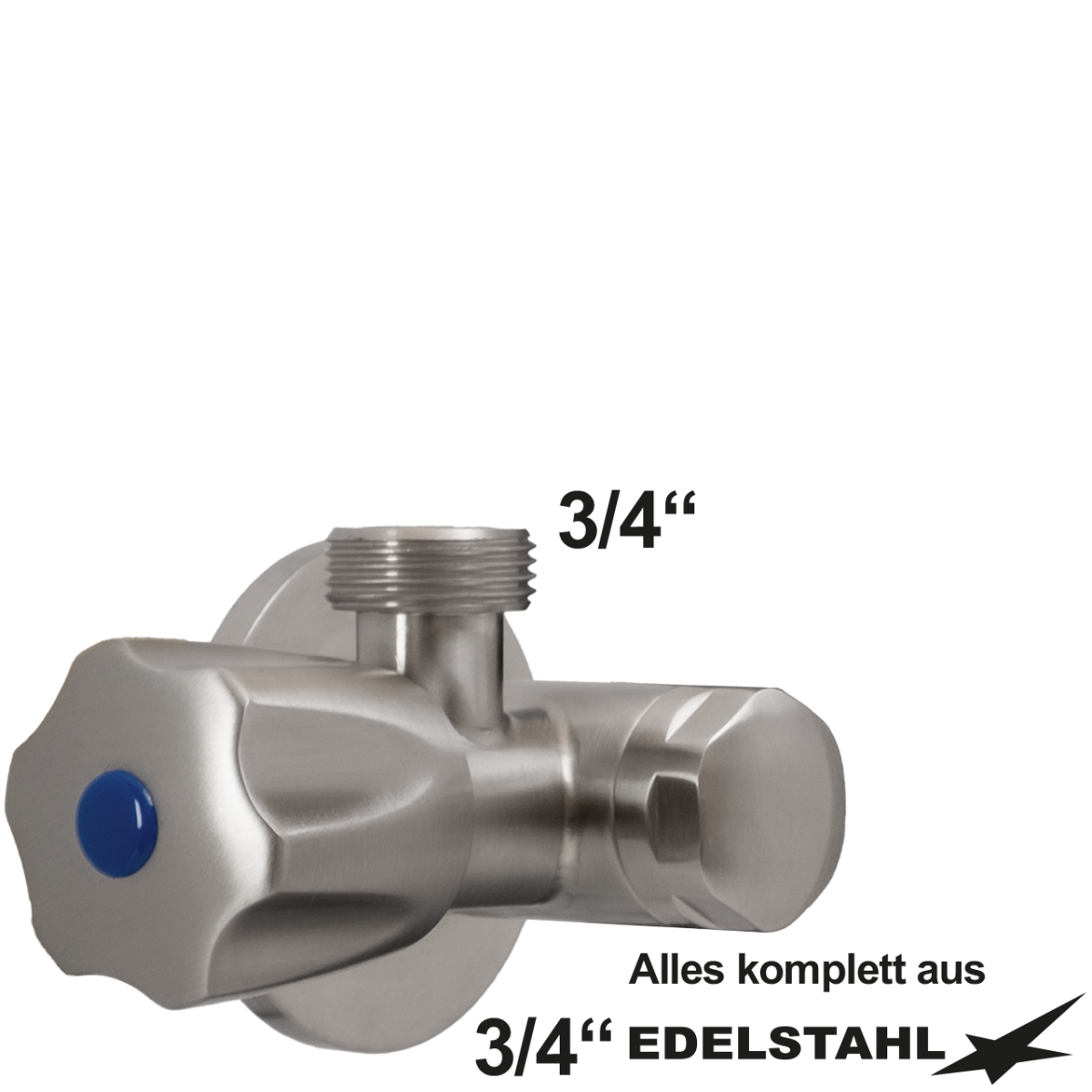 Eckventil 3/4" x 3/4" über Eck 90° klein Edelstahl