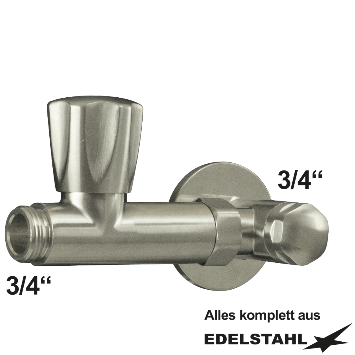 Eckventil 3/4" x 3/4" über Eck 90° aus Edelstahl