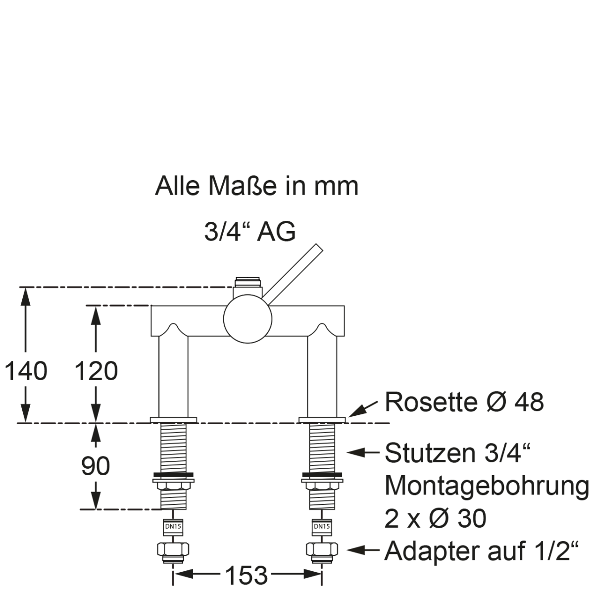 xaria Standbatterie für Brauseschlauch 3/4" – Bild 2
