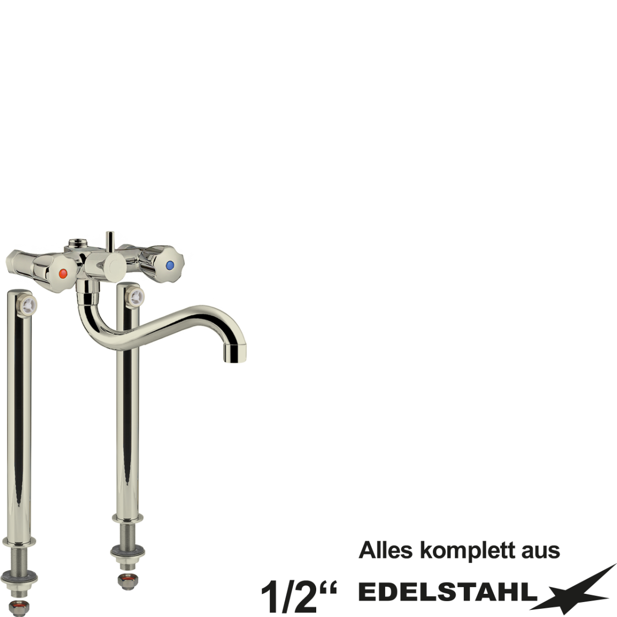 vaxia Zweiloch-Standbatterie 1/2" Abgang 1/2" AG – Bild 2