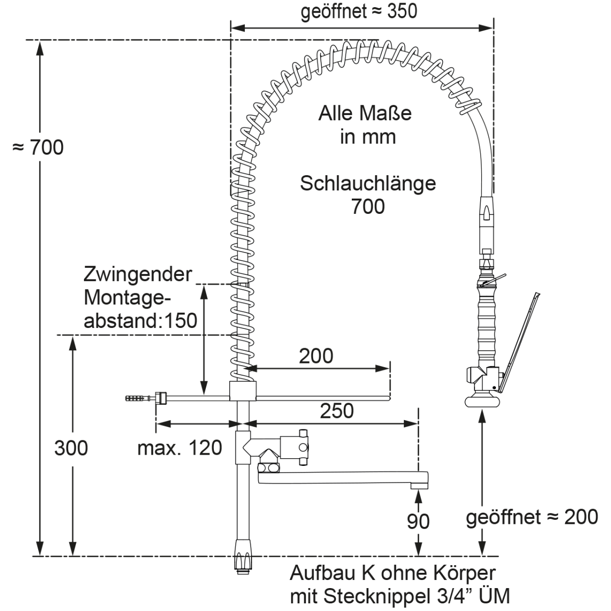 gastro Geschirrspülbrause-Aufbau-K mit Auslauf – Bild 2