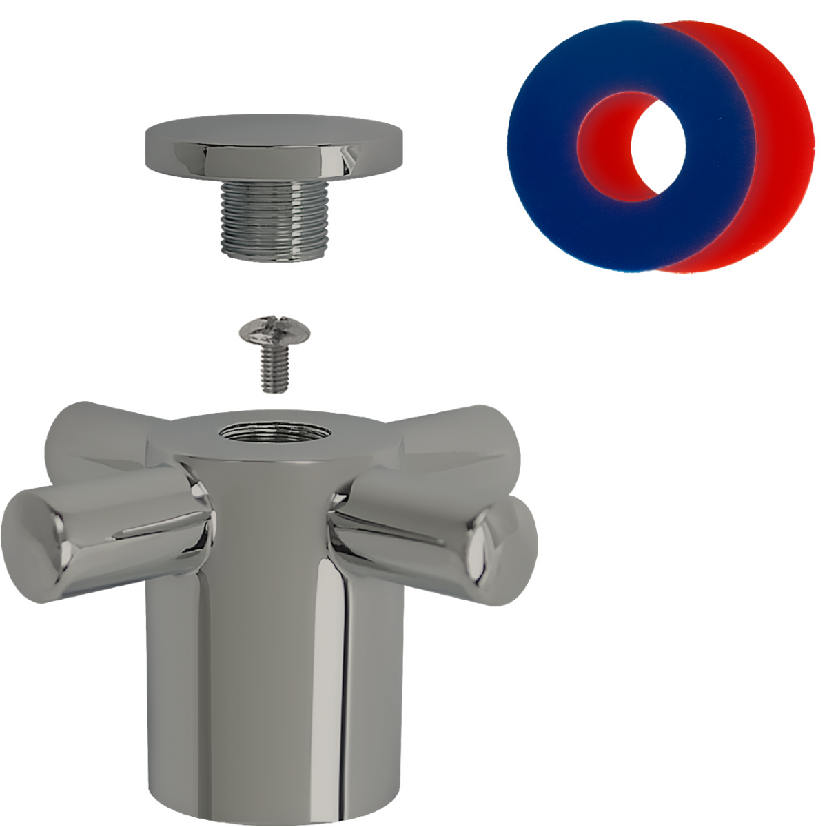 4-Flügel--Metallgriff kompl. aus Edelstahl k/w