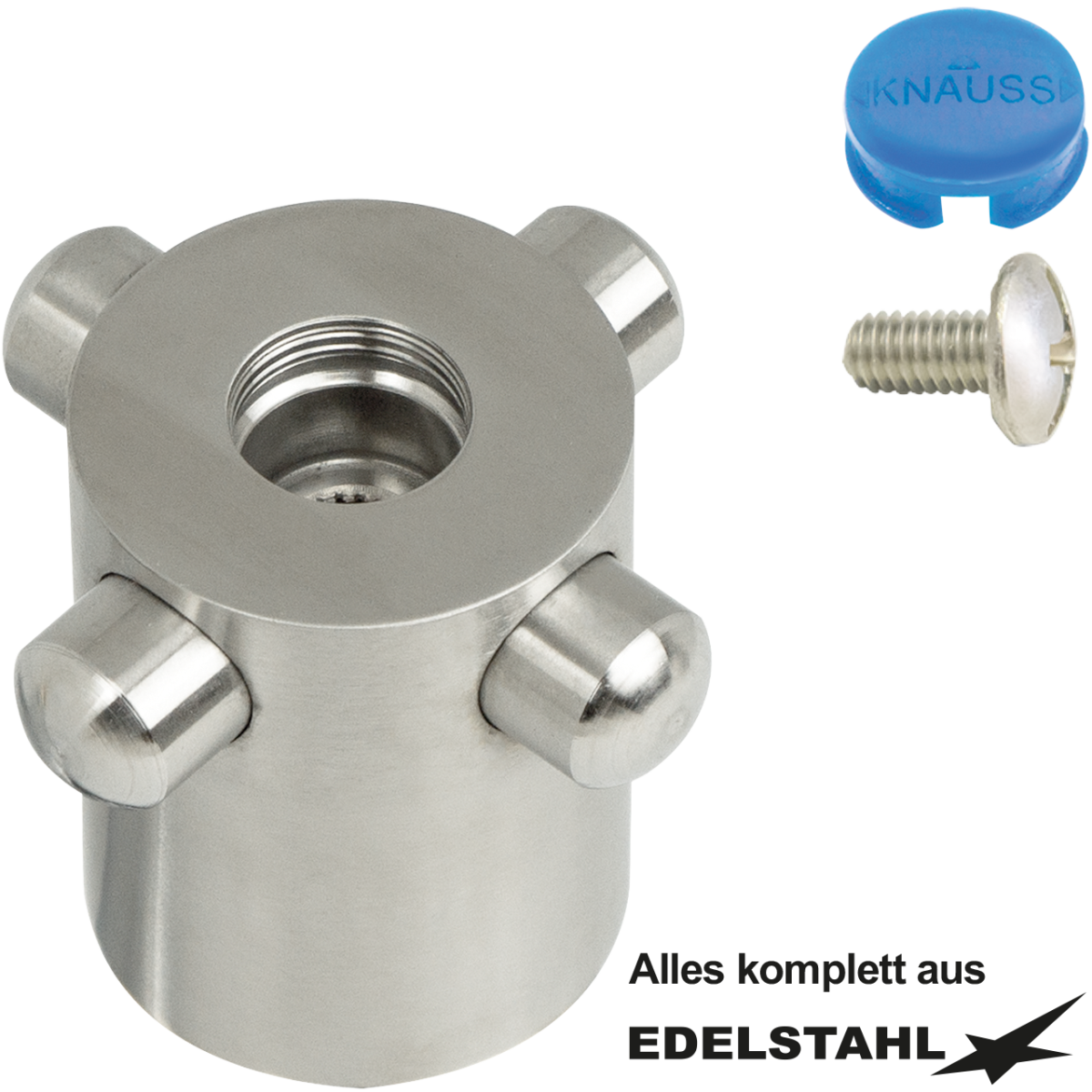 cross 4-Flügel-Griff aus Edelstahl poliert kalt