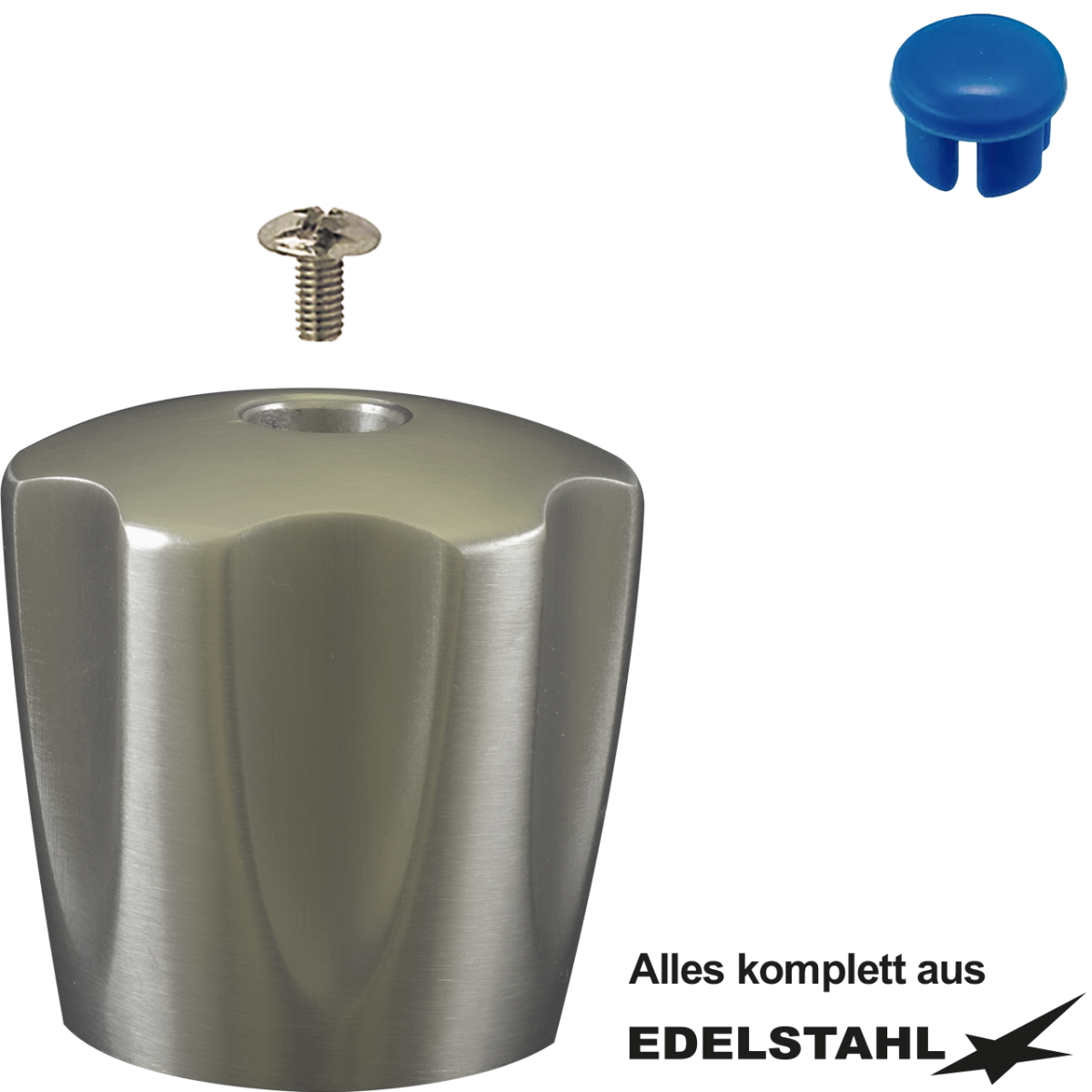 6-kant-Metallgriff-Set kompl. aus Edelstahl kalt