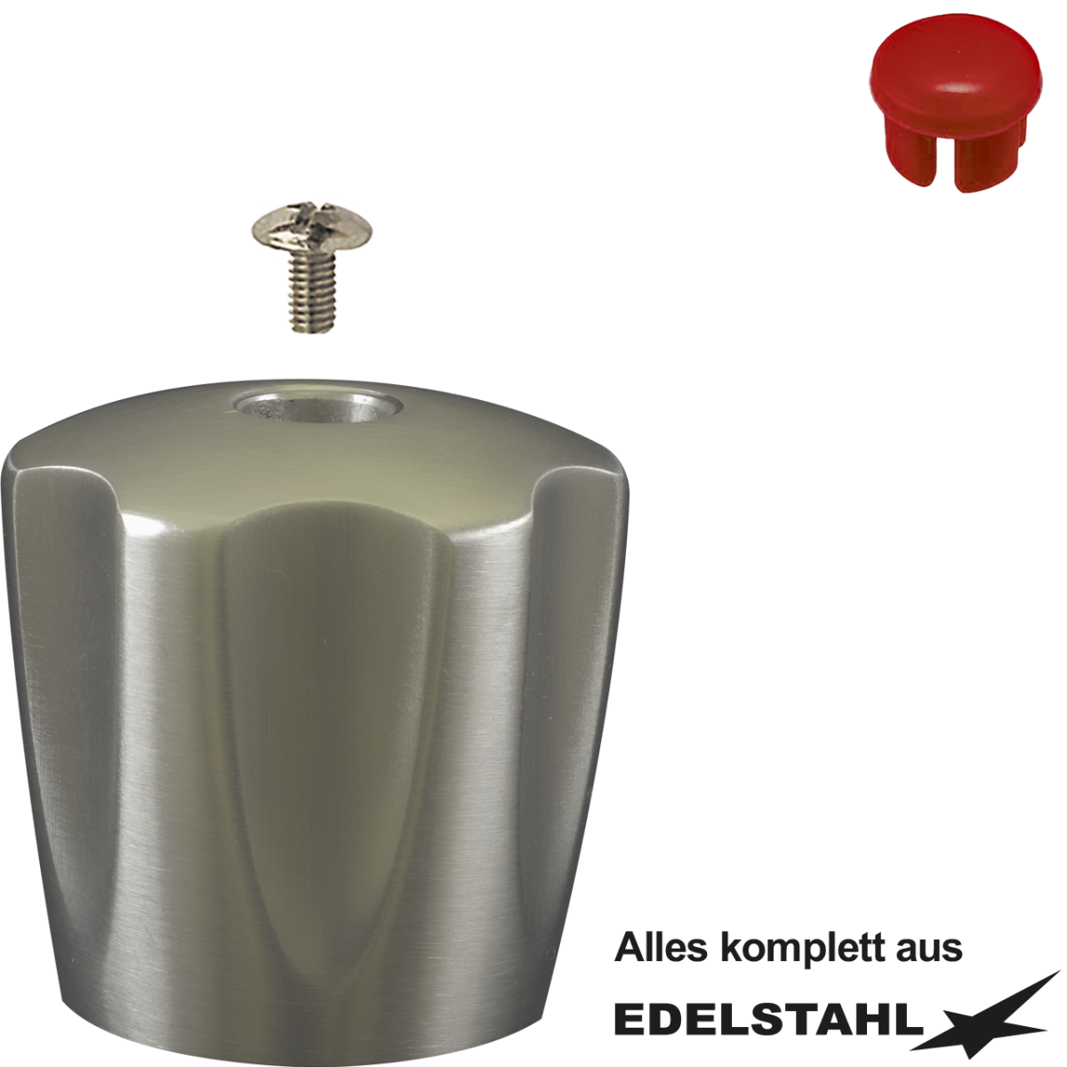 6-kant-Metallgriff-Set kompl. aus Edelstahl warm