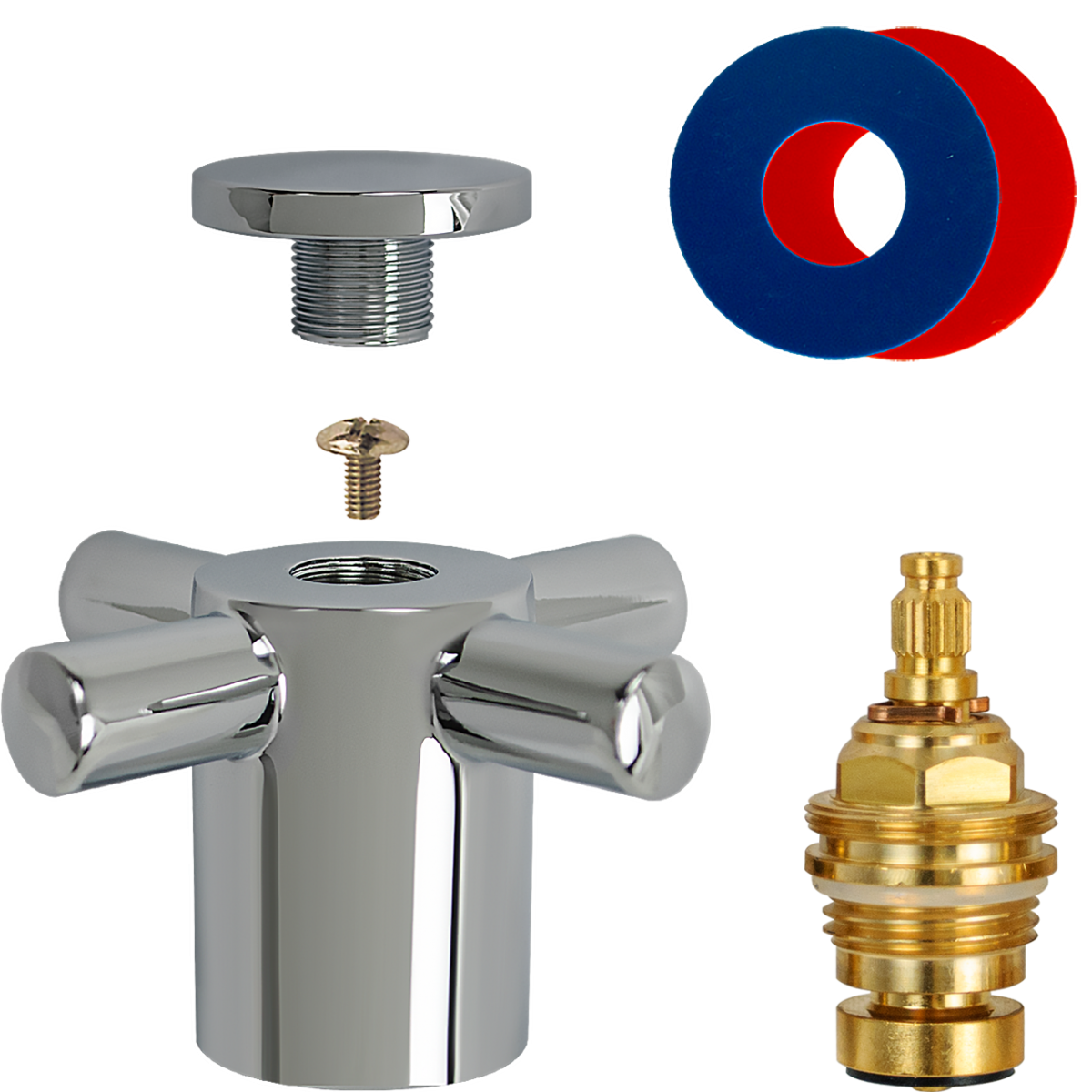 Fettkammer-Oberteil 1/2" Set m. Griff quad chrom k/w