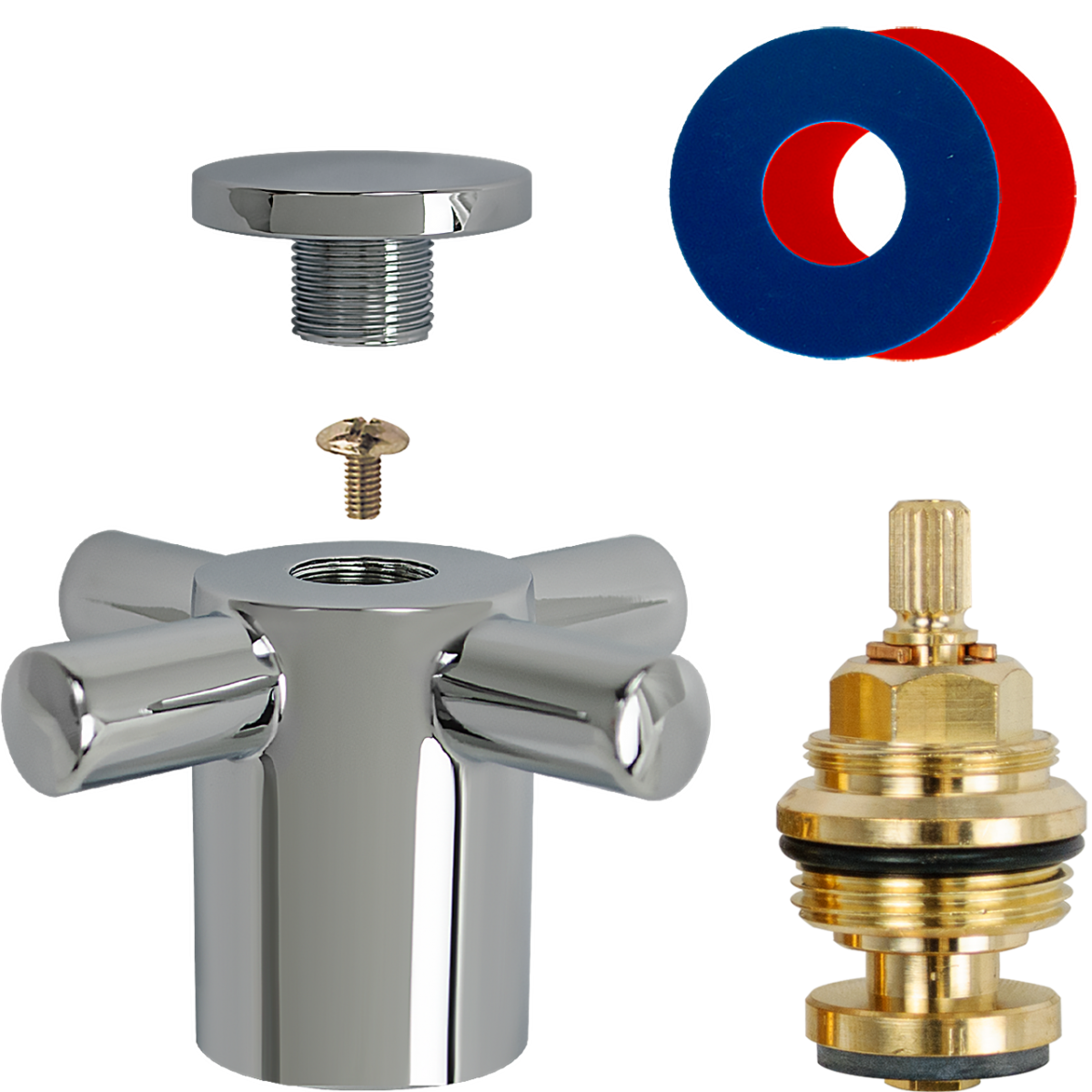 Fettkammer-Oberteil 3/4" Set m. Griff quad chrom k/w