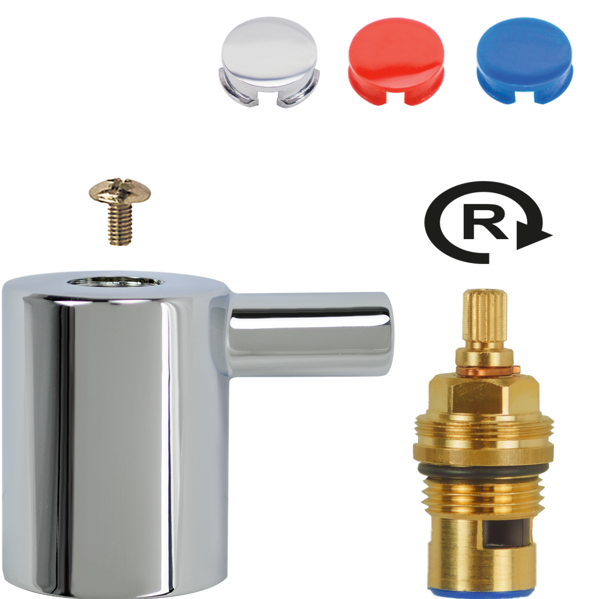 keramisches Oberteil 1/2" schnell-/rechtsdrehend mit Griff k/w