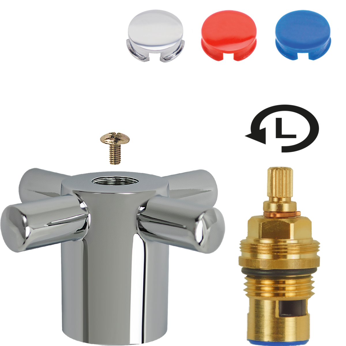 keramisches Oberteil 1/2" schnell-/linksdrehend mit Griff k/w
