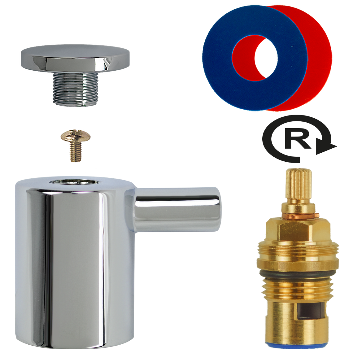 keramisches Oberteil 1/2" schnell-/rechtsdrehend mit Griff k/w