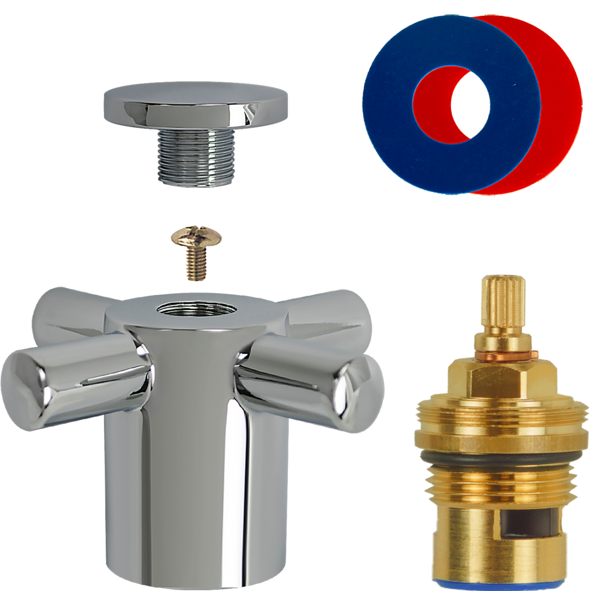 keramisches Oberteil 3/4" Set m. Griff quad chrom k/w