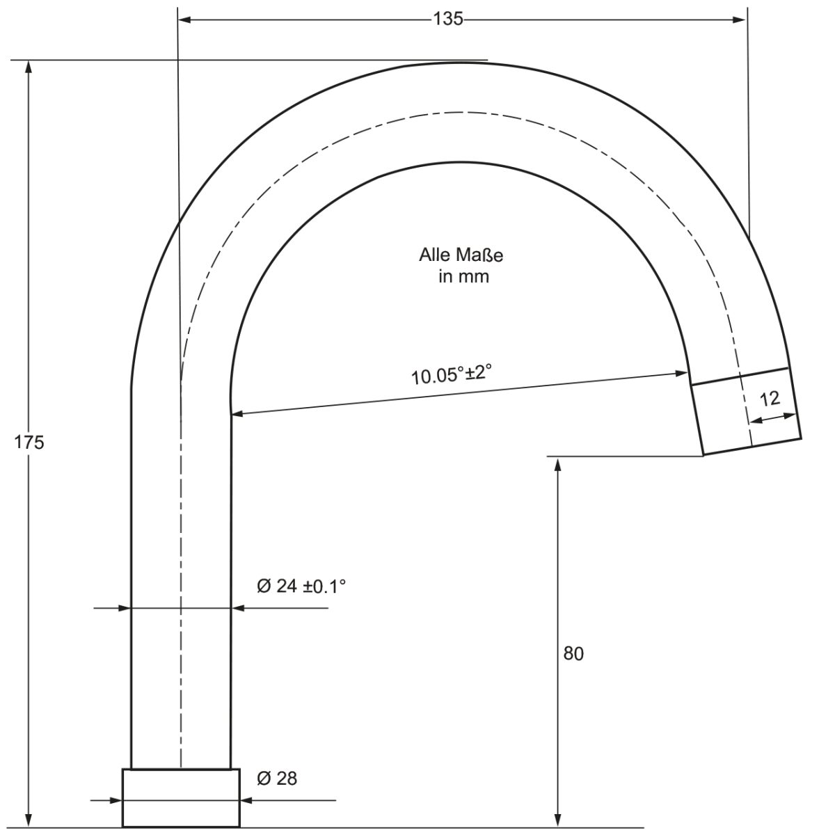 road Schwenkauslauf U 360° Ø 24 mm geschraubt - MS chrom – Bild 2