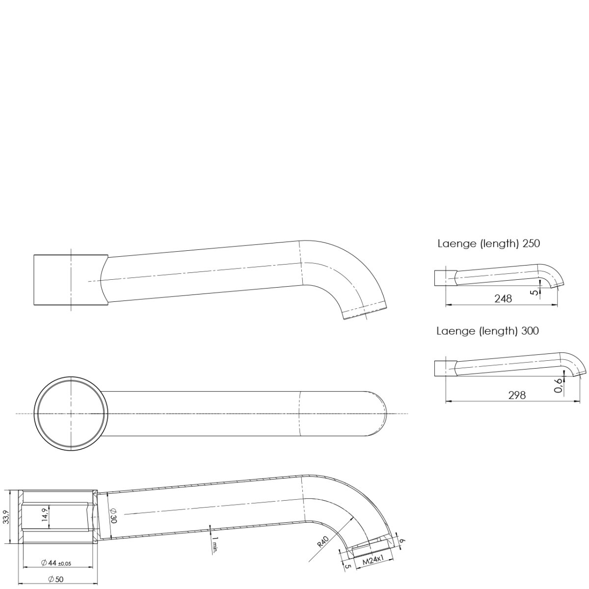 exim Schwenkauslauf unten 360° Ø30mm mit Ring Ø50mm VA – Bild 2