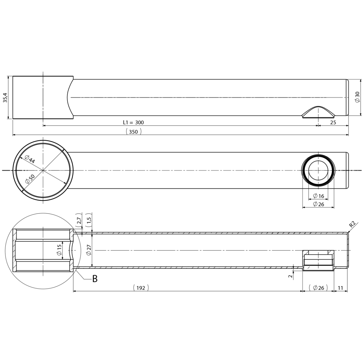 evox Schwenkauslauf unten 360° Ø30mm mit Ring Ø50mm VA – Bild 6
