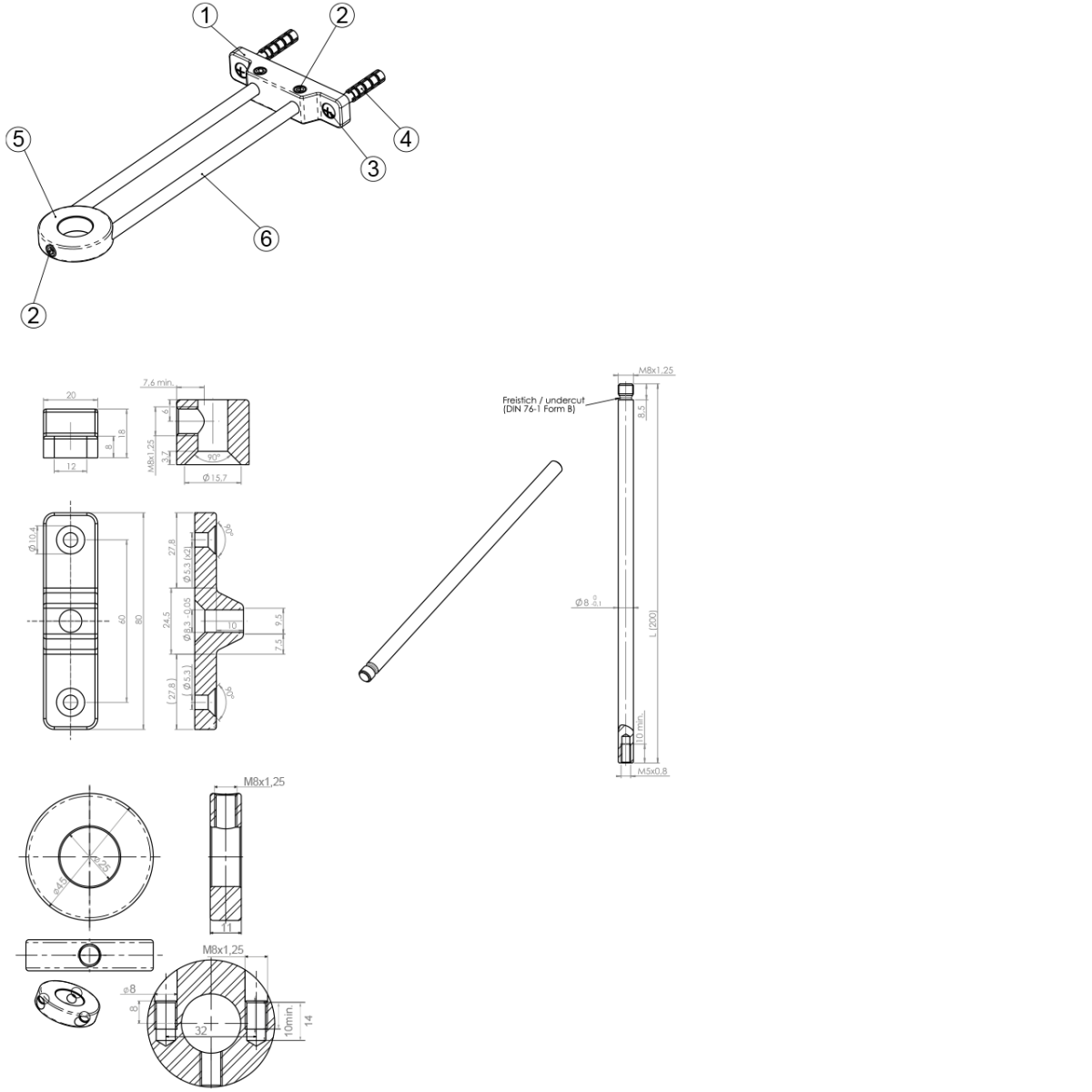 Standrohrhalter Ø25 mm - Doppelstange – Bild 2