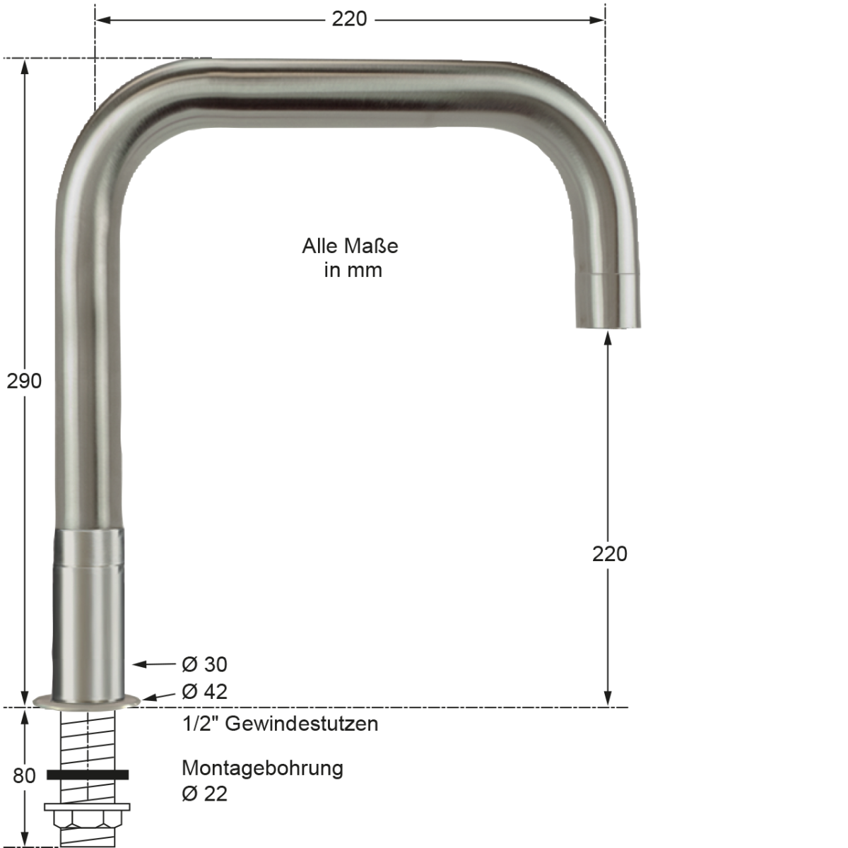 pro Stand-Rohrauslauf 1/2" – Bild 2