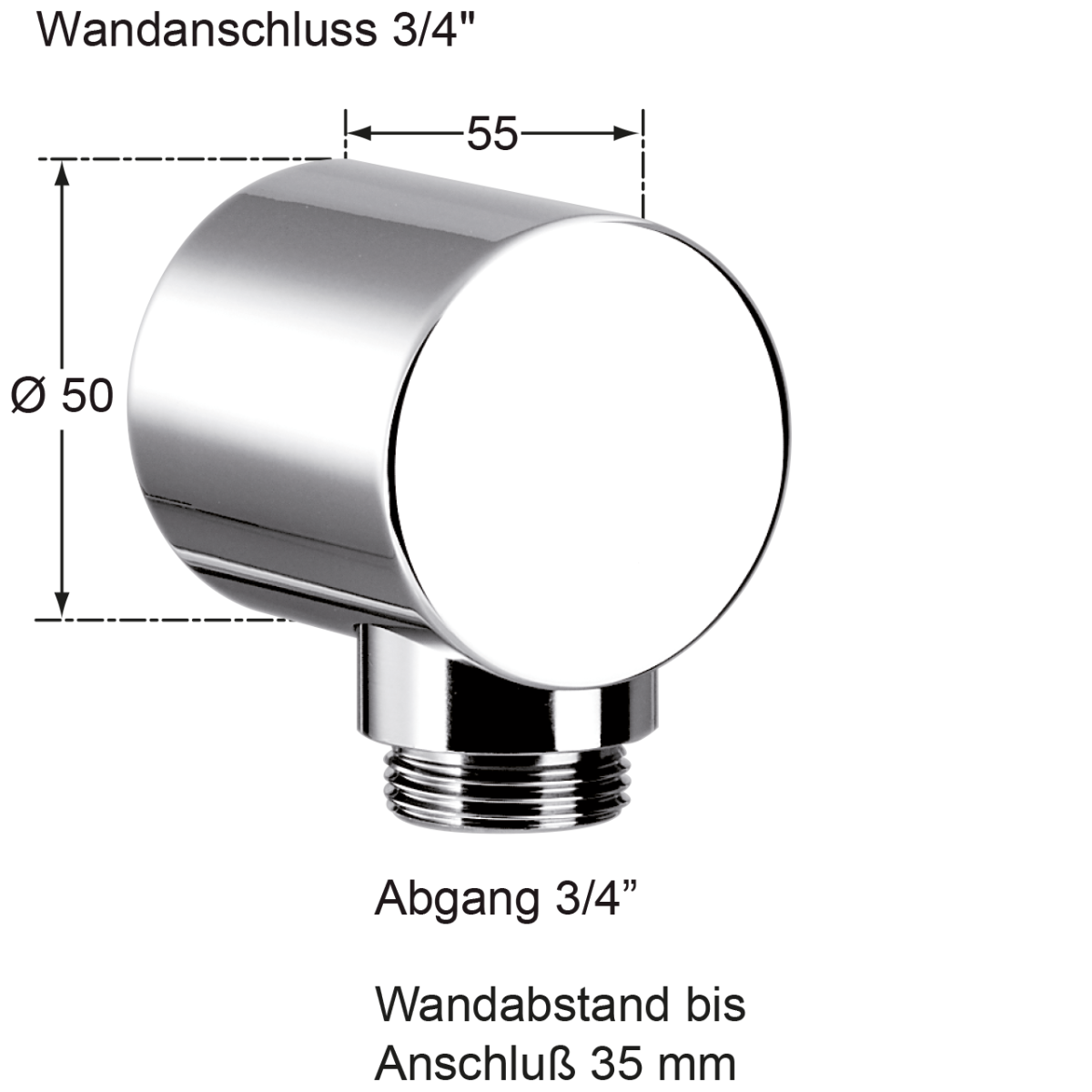 pro Wandanschlusswinkel Ø50 chrom Staffelpreise – Bild 2