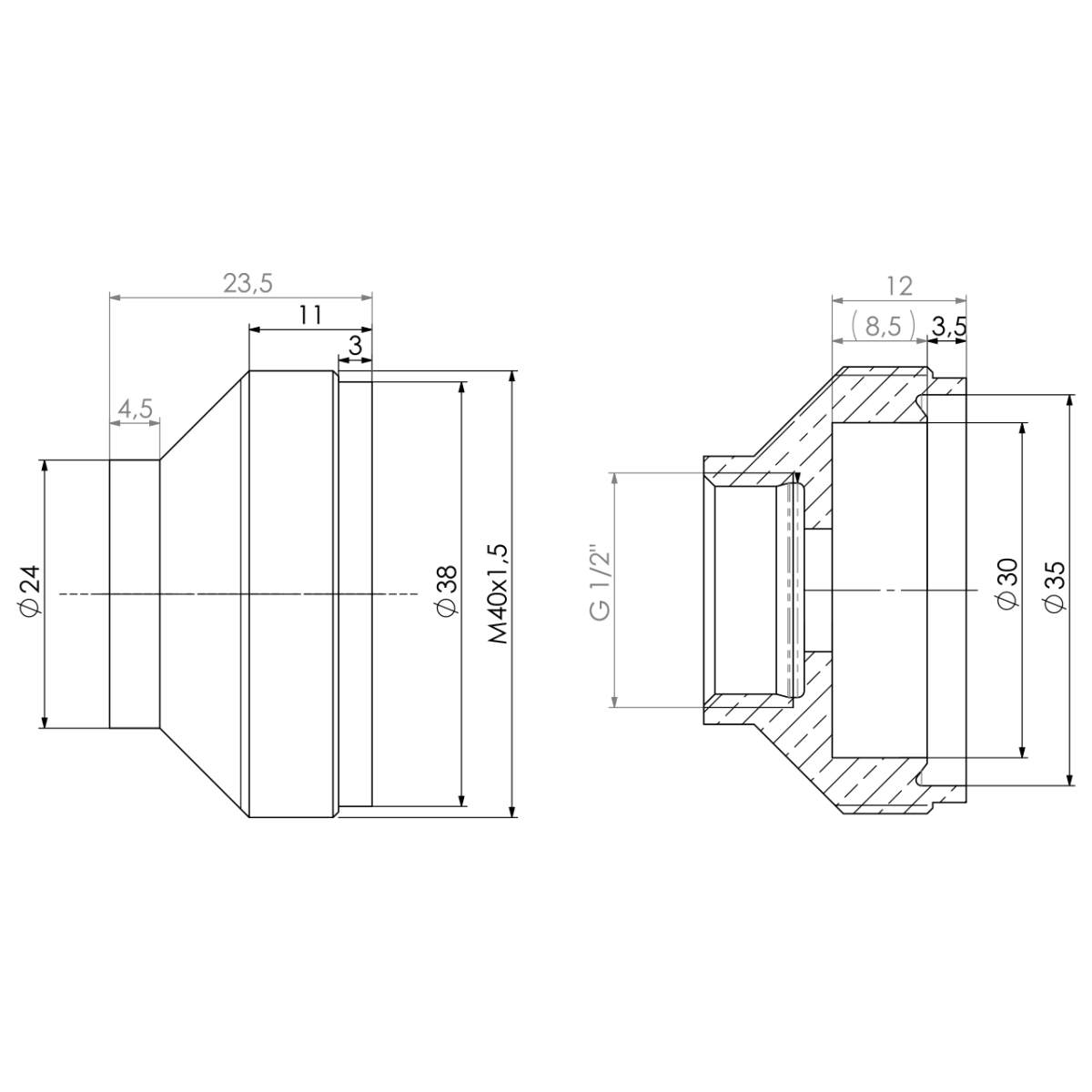 Brausekopf breit 1/2" IG zu Typ E verchromt