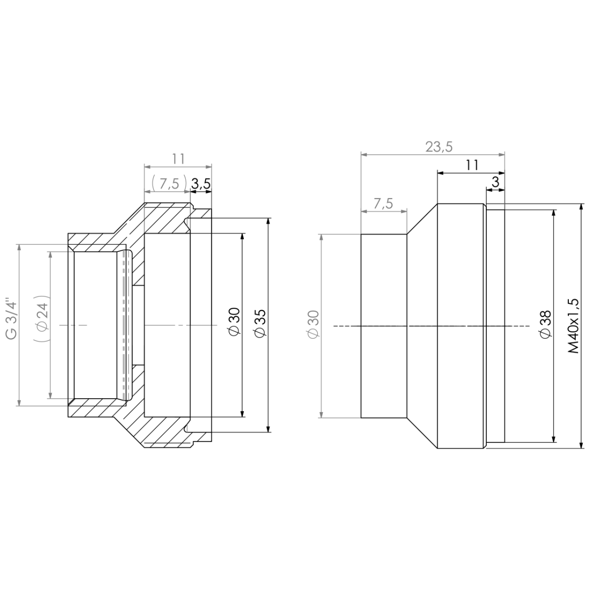 Brausekopf breit 3/4" IG zu Typ E verchromt