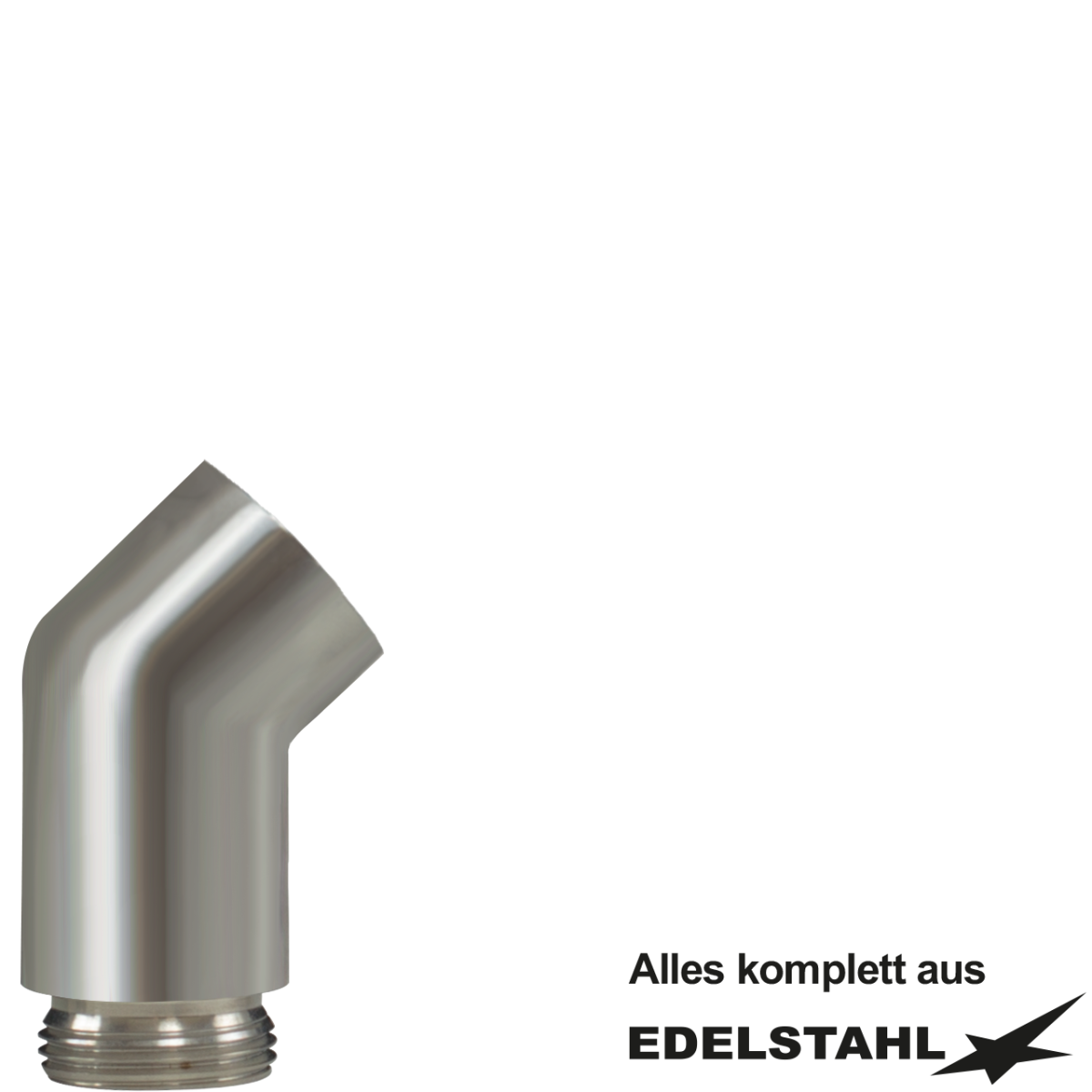 Brausekopf-Adapter 1/2" IG x 1/2" AG - 45° Edelstahl