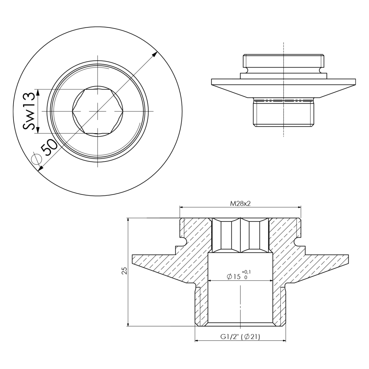 Adapter M26x2 x 1/2" AG zu 3xx.xxx..T MC