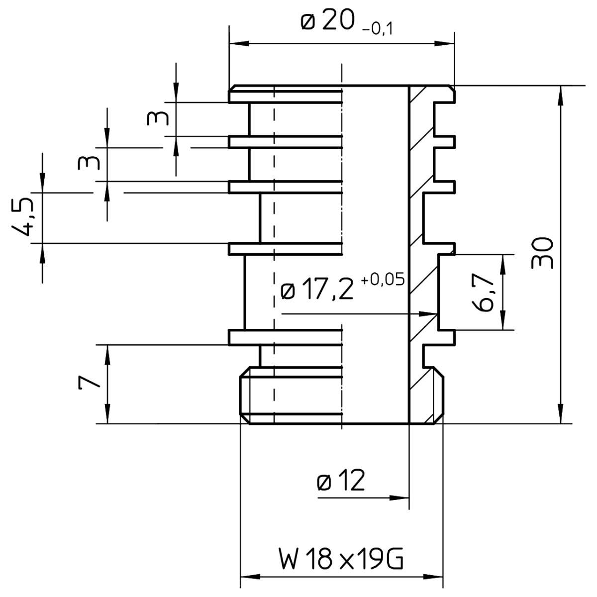 Aufnahmenippel zu Gussauslauf Sondermass