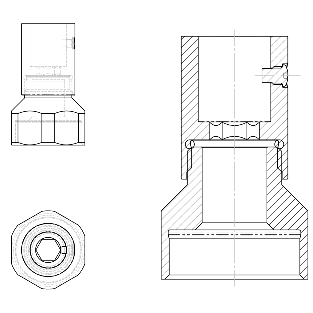 1" IG flachdichtend x Aufnahme Ø 20 mm