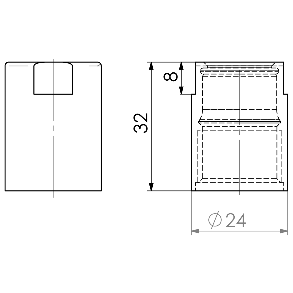 ÜM-Körper 1/2" IG zu Kugel VA 1.4301