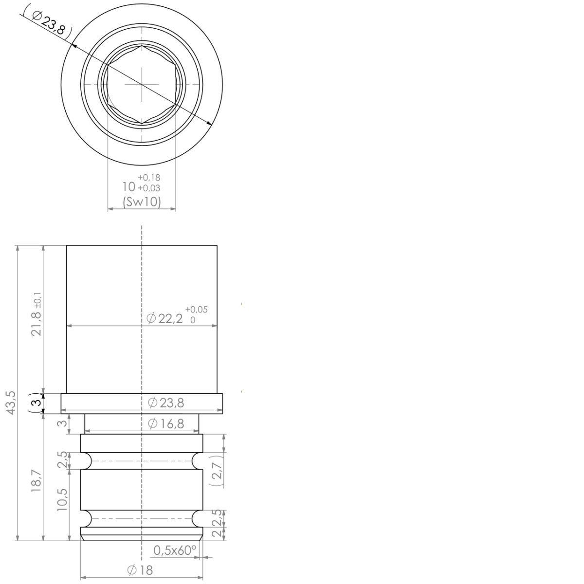 Schraube 1/2" IG zu eco Standrohr