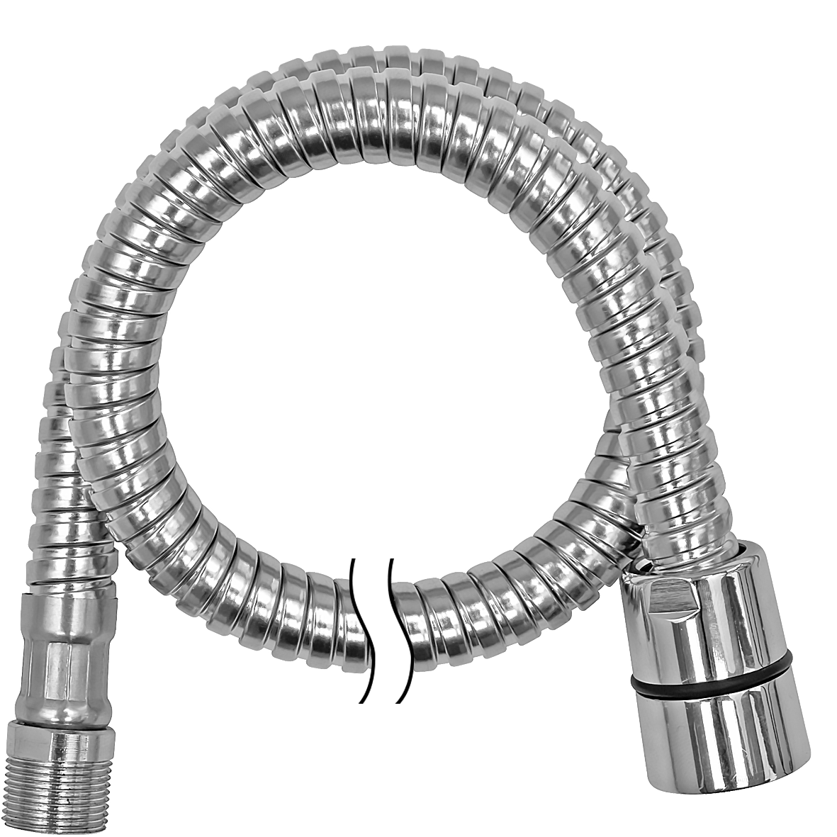 Metallschlauch 2000 mm 1/2" x 3/8" Konushülle x Außengewinde chrom