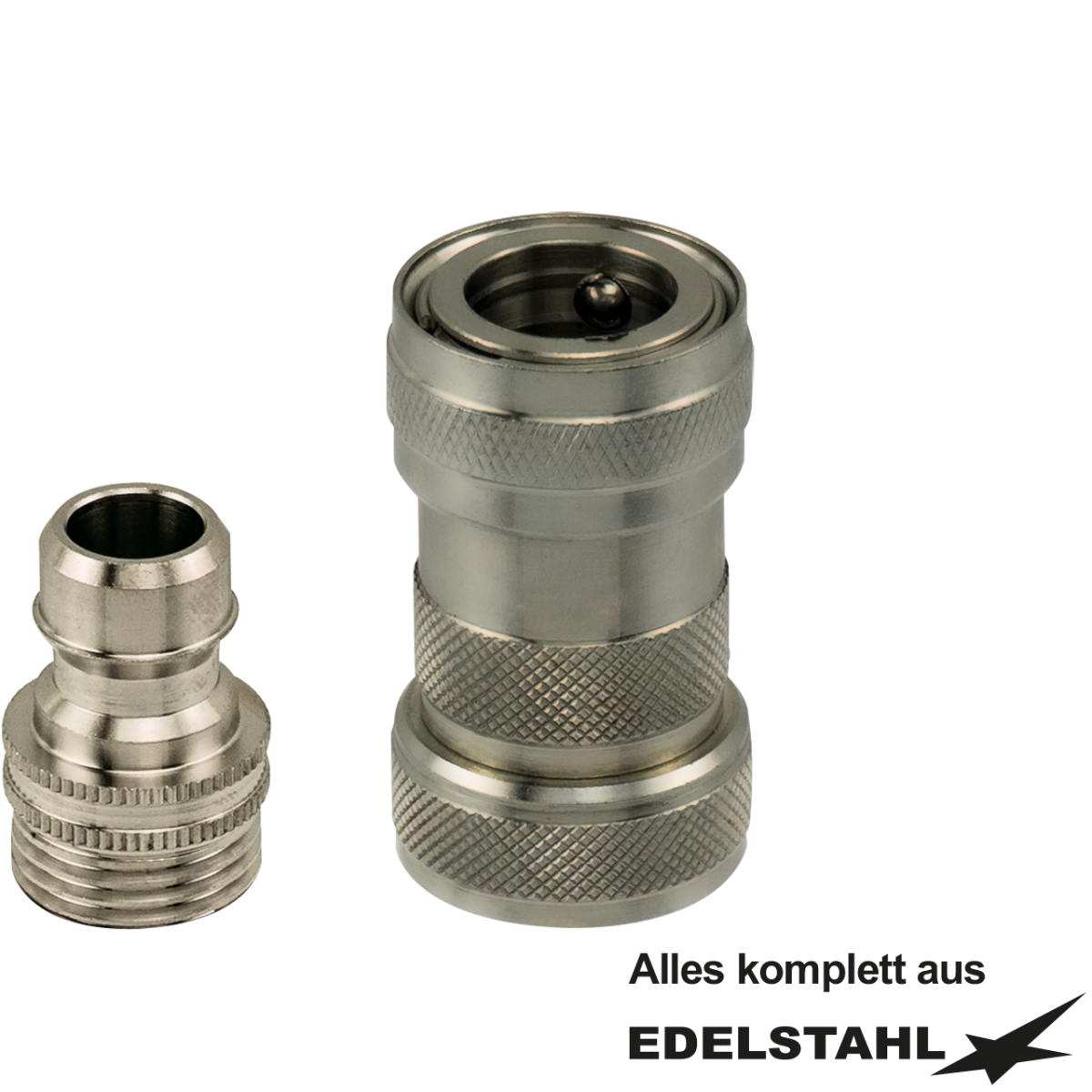 Kupplungsstecker 1/2" IG und Kupplungsdose 3/4" IG selbstschließend