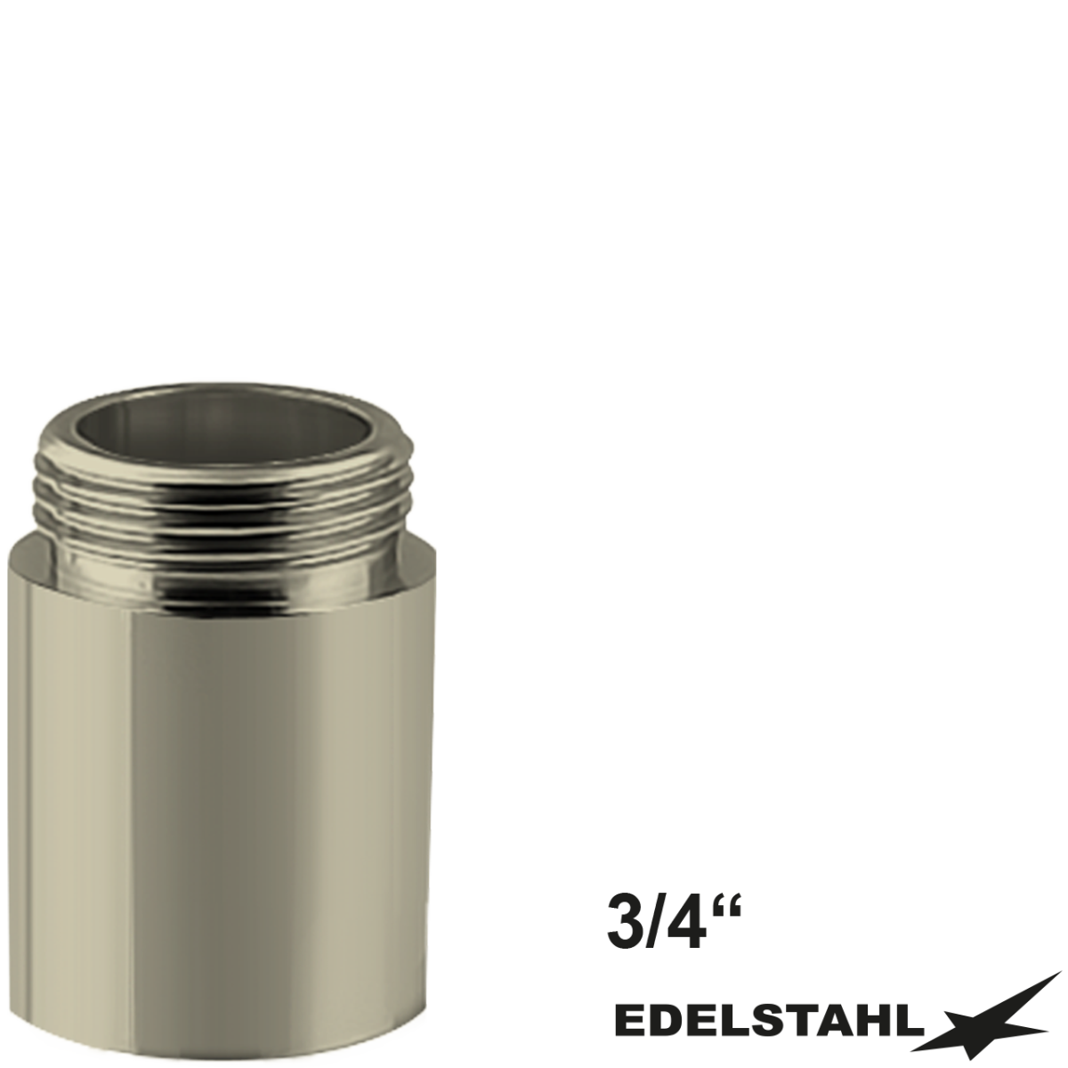 Gewindenippel ohne RV 3/4" IG x 3/4" AG Edelstahl