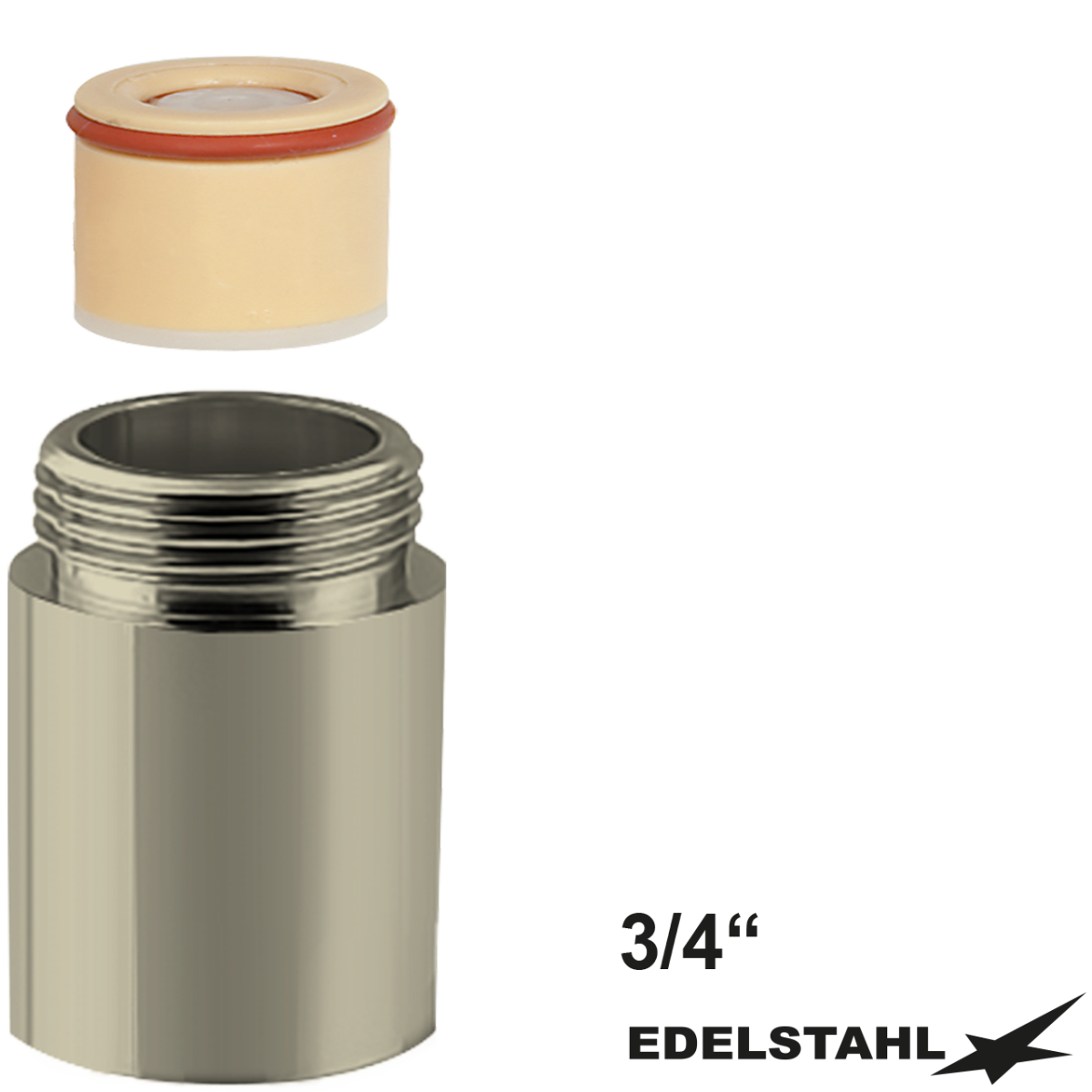 Gewindenippel mit RV 3/4" IG x 3/4" AG V2A