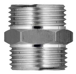 Gewindenippel 3/4" x 3/4" - SW 27 mm außen (AG x AG) verchromt