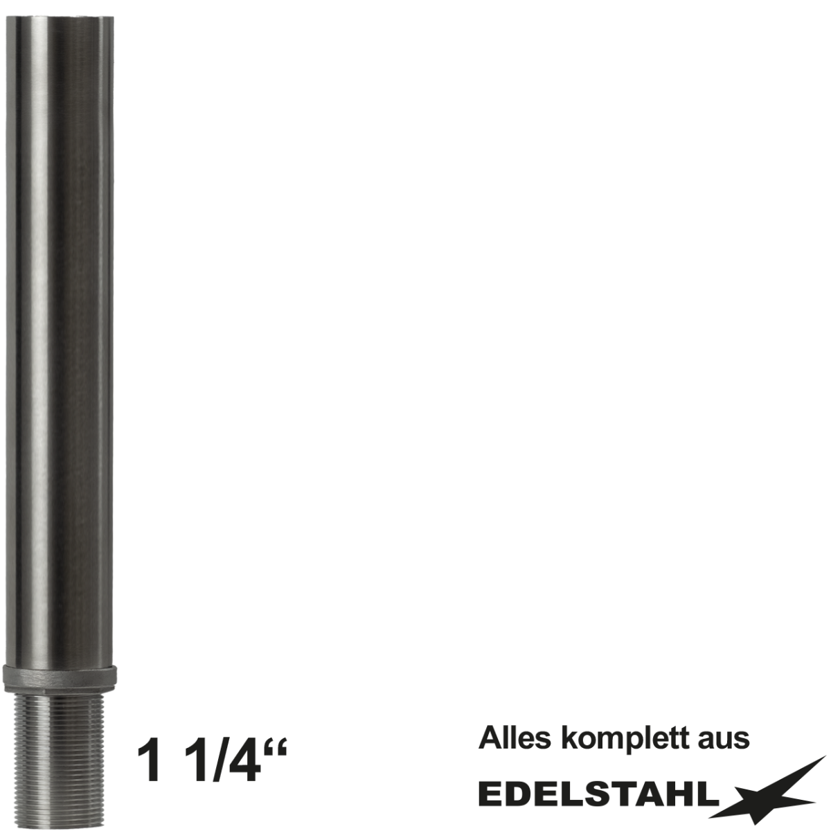 Standsäule Ø 50 mm aus Edelstahl mit Gewindestutzen 1 1/4"