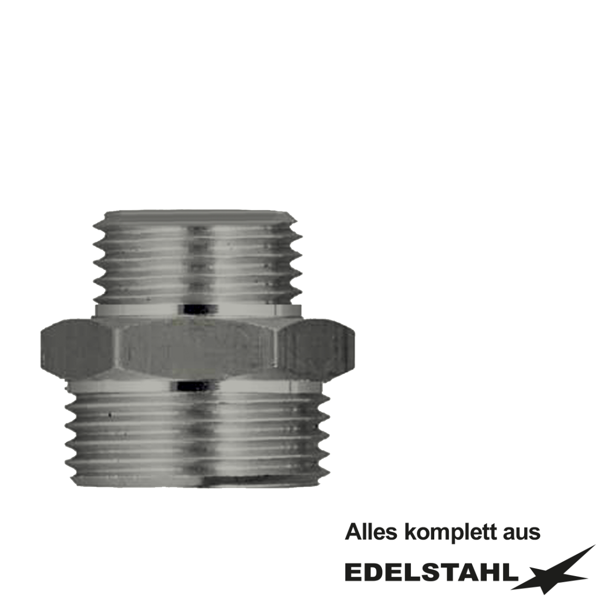 Gewindenippel 3/8" x 1/2" - SW 22mm (AG x AG) Edelstahl